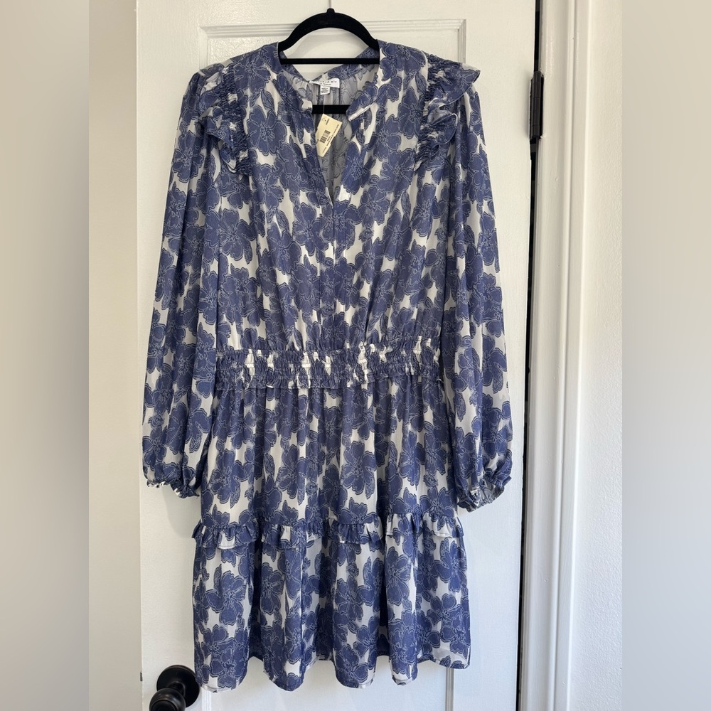 Current Air Blue Floral Long Sleeve Dress
